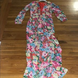 Floral Long Sleeve Romper Maxi Dress